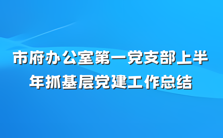 市府办公室第一党支部上半年抓基层党建工作总结
