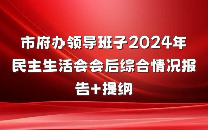 市府办领导班子2024年民主生活会会后综合情况报告 提纲