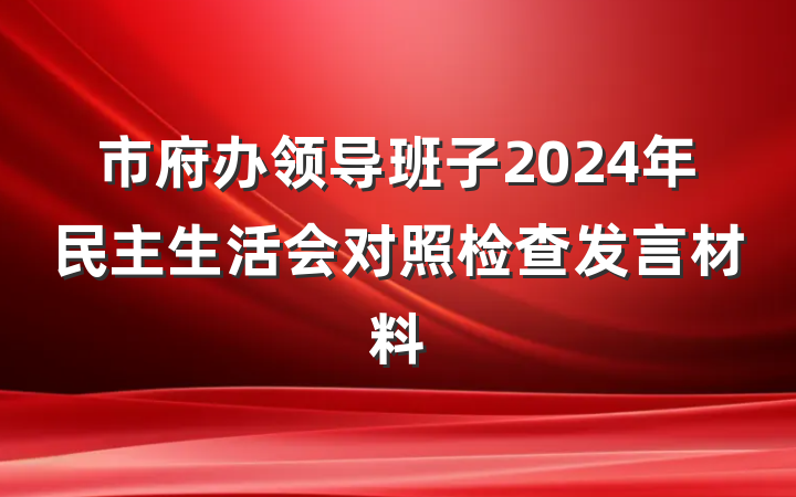 市府办领导班子2024年民主生活会对照检查发言材料