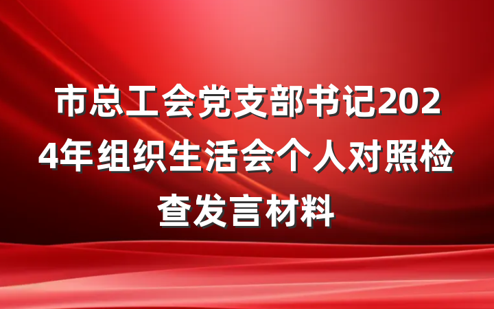 市总工会党支部书记2024年组织生活会个人对照检查发言材料
