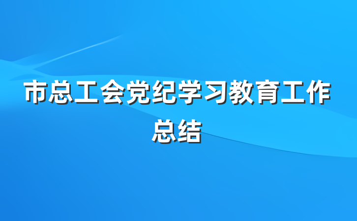 市总工会党纪学习教育工作总结