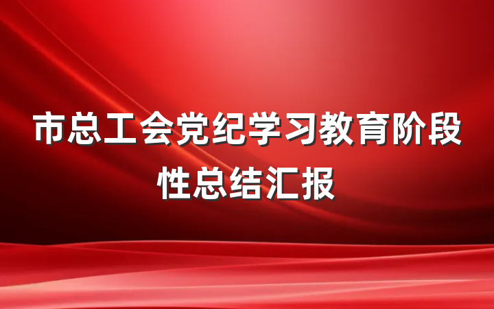 市总工会党纪学习教育阶段性总结汇报