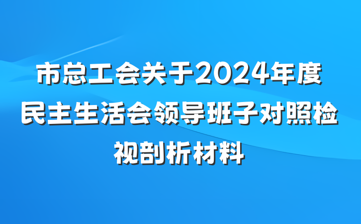 市总工会关于2024年度民主生活会领导班子对照检视剖析材料