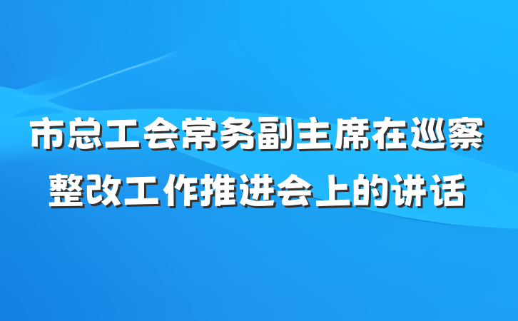 市总工会常务副主席在巡察整改工作推进会上的讲话