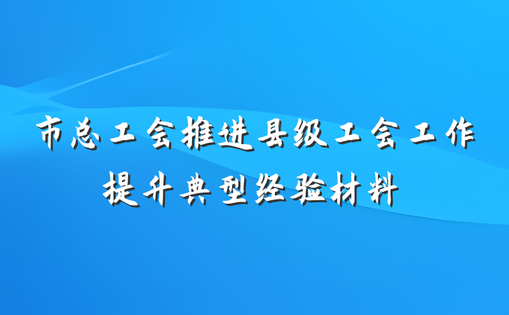 市总工会推进县级工会工作提升典型经验材料