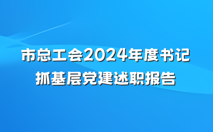 市总工会2024年度书记抓基层党建述职报告