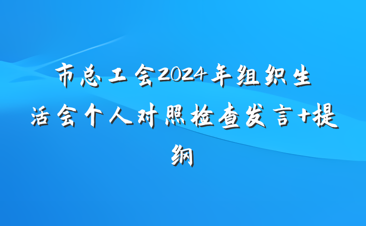 市总工会2024年组织生活会个人对照检查发言 提纲