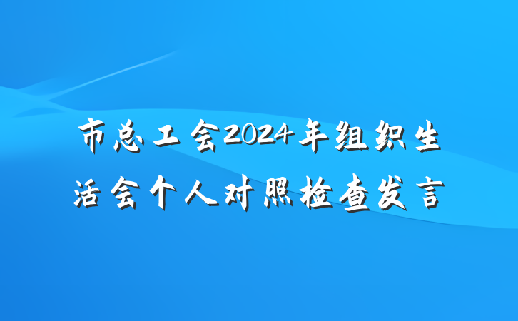 市总工会2024年组织生活会个人对照检查发言