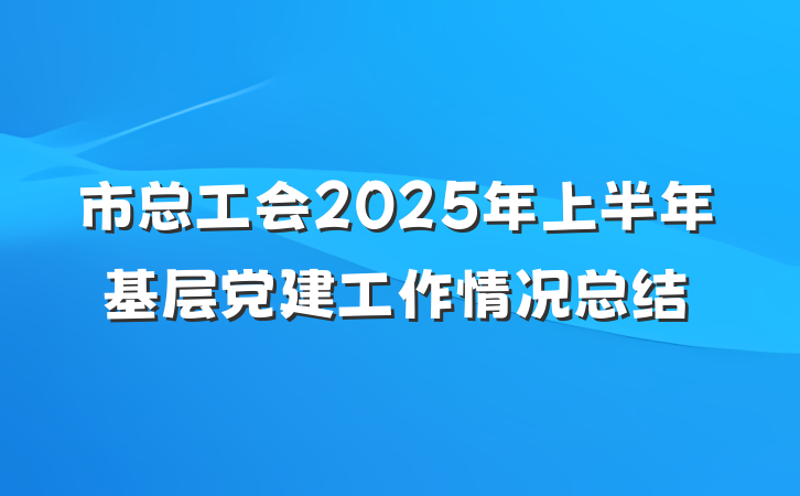 市总工会2025年上半年基层党建工作情况总结