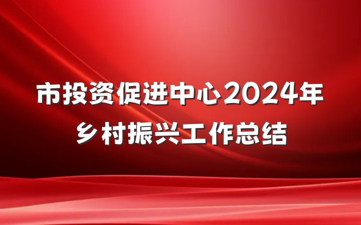 市投资促进中心2024年乡村振兴工作总结