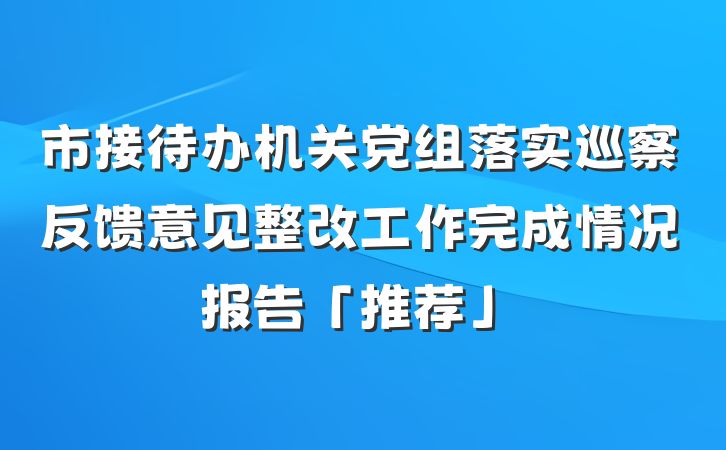 市接待办机关党组落实巡察反馈意见整改工作完成情况报告「推荐」