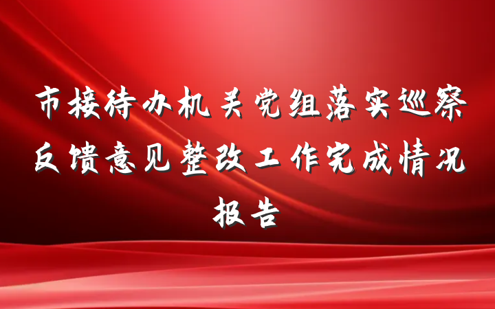 市接待办机关党组落实巡察反馈意见整改工作完成情况报告