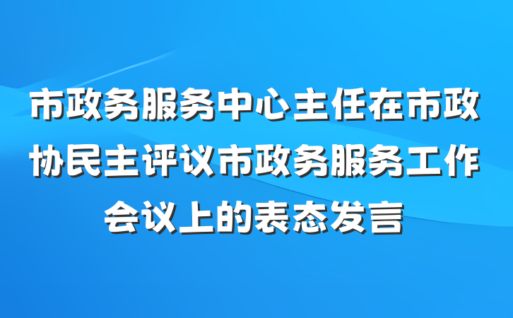 市政务服务中心主任在市政协民主评议市政务服务工作会议上的表态发言