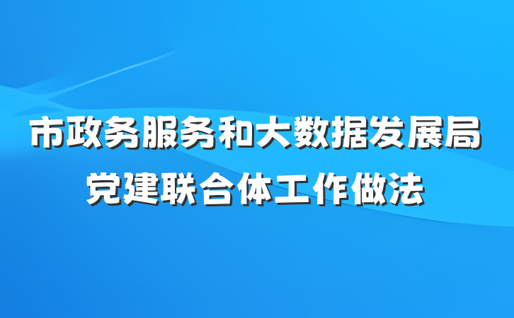 市政务服务和大数据发展局党建联合体工作做法