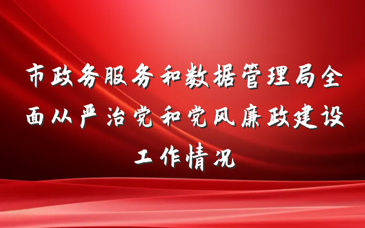 市政务服务和数据管理局全面从严治党和党风廉政建设工作情况