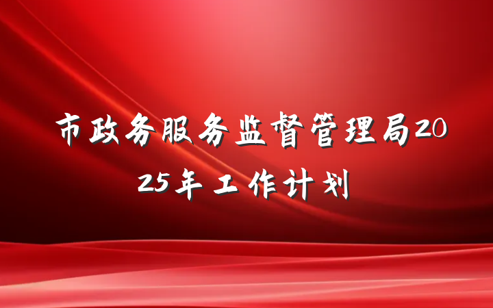 市政务服务监督管理局2025年工作计划