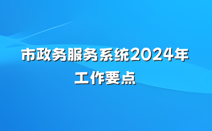 市政务服务系统2024年工作要点