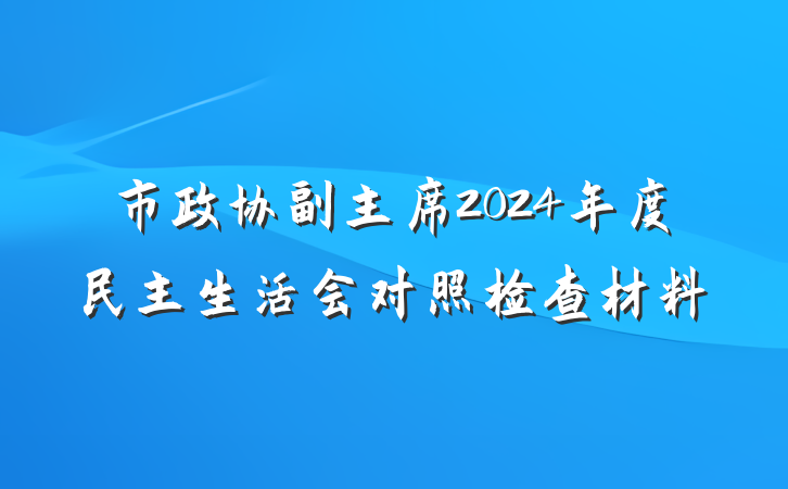 市政协副主席2024年度民主生活会对照检查材料