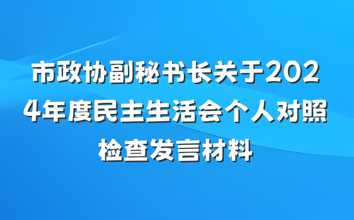 市政协副秘书长关于2024年度民主生活会个人对照检查发言材料