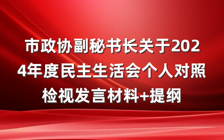 市政协副秘书长关于2024年度民主生活会个人对照检视发言材料 提纲