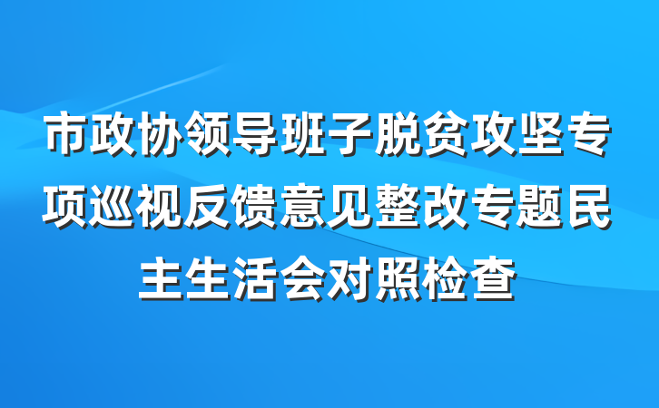 市政协领导班子脱贫攻坚专项巡视反馈意见整改专题民主生活会对照检查