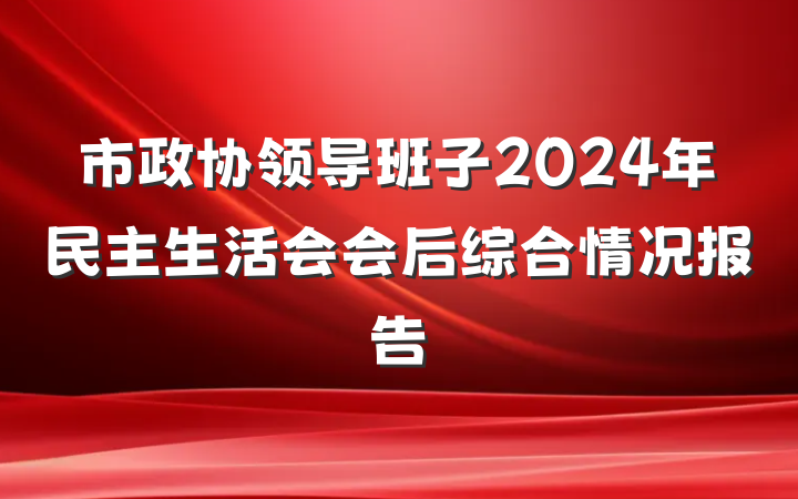 市政协领导班子2024年民主生活会会后综合情况报告