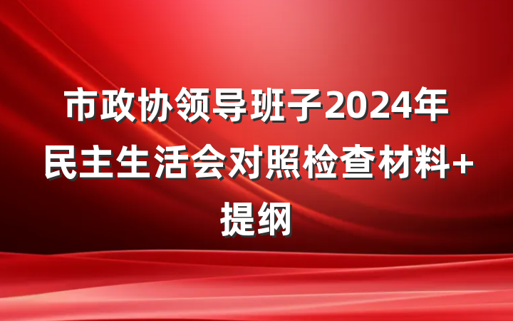 市政协领导班子2024年民主生活会对照检查材料 提纲