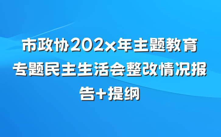市政协202x年主题教育专题民主生活会整改情况报告 提纲