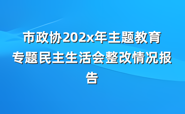 市政协202x年主题教育专题民主生活会整改情况报告
