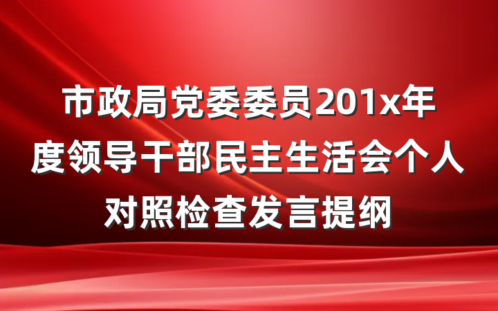 市政局党委委员201x年度领导干部民主生活会个人对照检查发言提纲