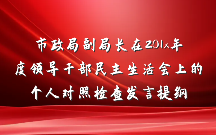市政局副局长在201x年度领导干部民主生活会上的个人对照检查发言提纲
