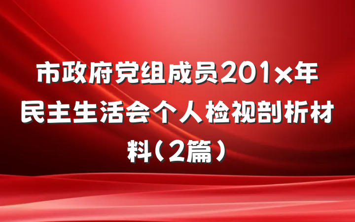 市政府党组成员201x年民主生活会个人检视剖析材料（2篇）