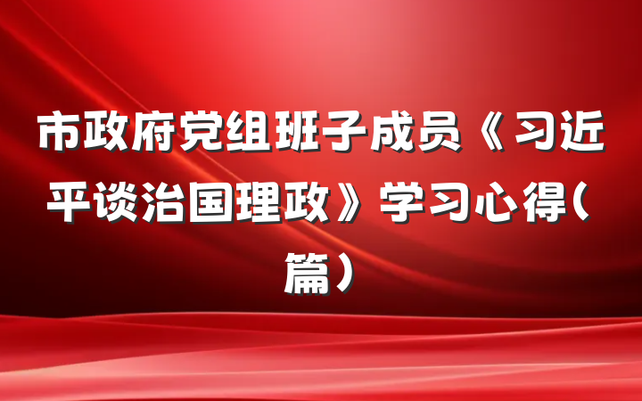 市政府党组班子成员《习近平谈治国理政》学习心得（篇）