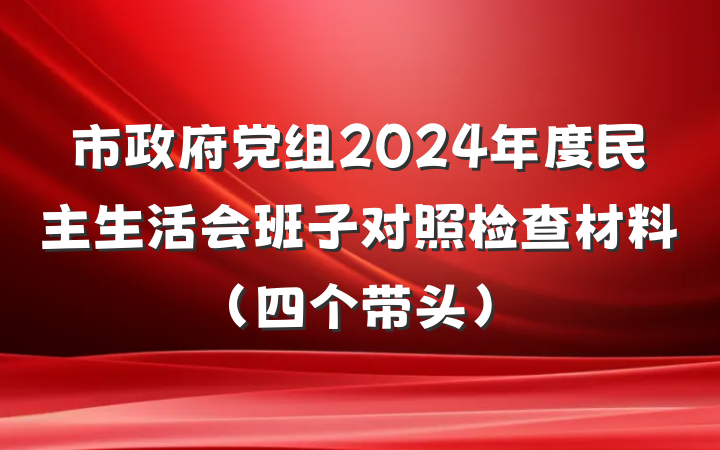 市政府党组2024年度民主生活会班子对照检查材料（四个带头）