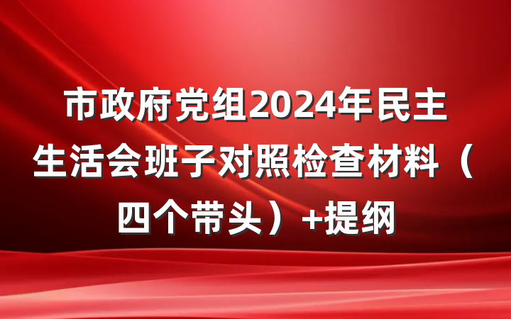 市政府党组2024年民主生活会班子对照检查材料（四个带头） 提纲