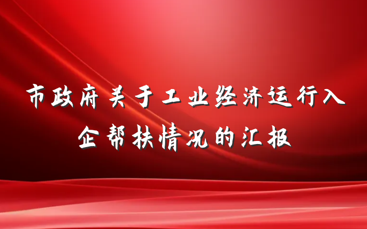 市政府关于工业经济运行入企帮扶情况的汇报