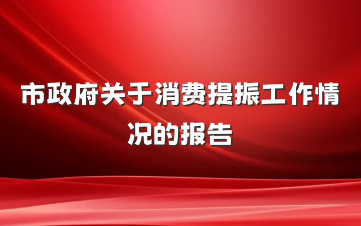 市政府关于消费提振工作情况的报告