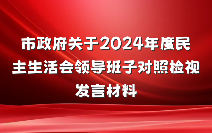 市政府关于2024年度民主生活会领导班子对照检视发言材料