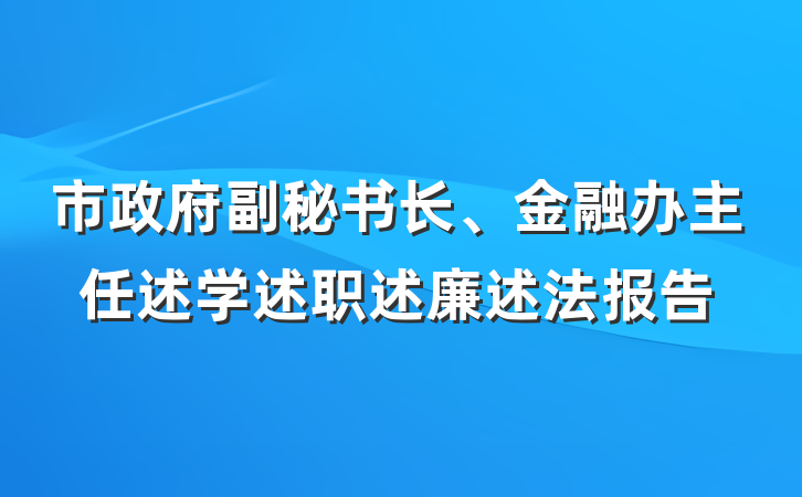 市政府副秘书长、金融办主任述学述职述廉述法报告