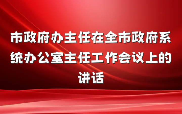市政府办主任在全市政府系统办公室主任工作会议上的讲话
