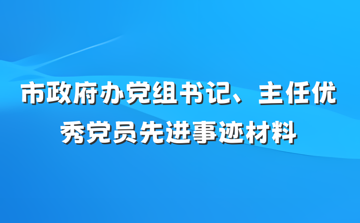 市政府办党组书记、主任优秀党员先进事迹材料