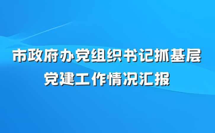 市政府办党组织书记抓基层党建工作情况汇报