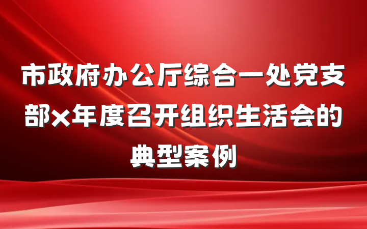 市政府办公厅综合一处党支部x年度召开组织生活会的典型案例