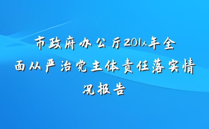 市政府办公厅201x年全面从严治党主体责任落实情况报告