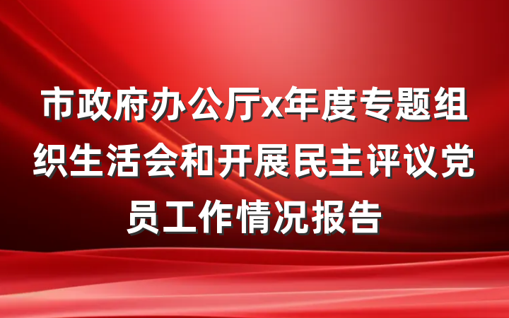 市政府办公厅x年度专题组织生活会和开展民主评议党员工作情况报告