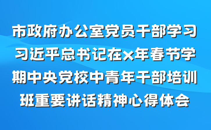 市政府办公室党员干部学习习近平总书记在x年春节学期中央党校中青年干部培训班重要讲话精神心得体会