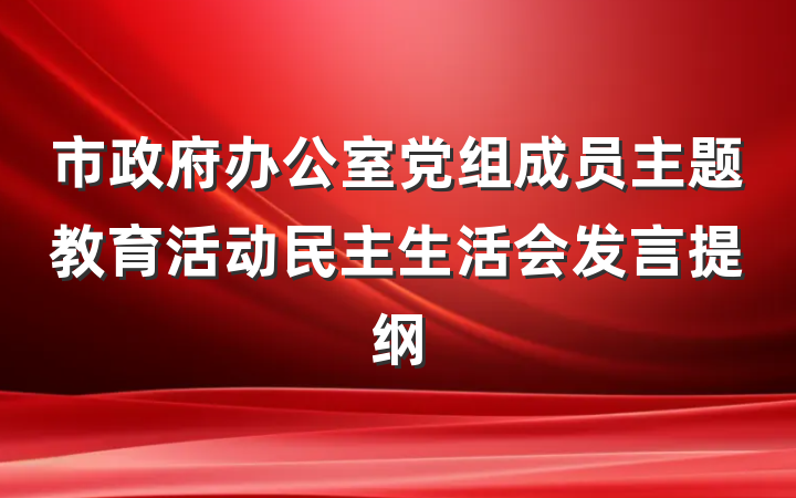市政府办公室党组成员主题教育活动民主生活会发言提纲