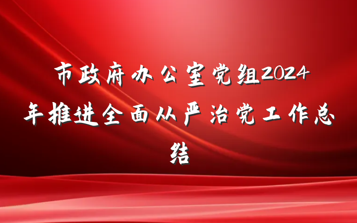 市政府办公室党组2024年推进全面从严治党工作总结