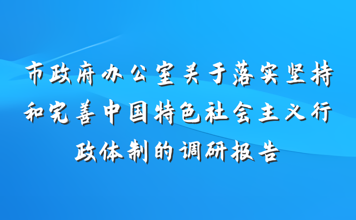 市政府办公室关于落实坚持和完善中国特色社会主义行政体制的调研报告