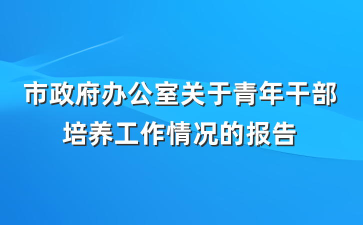 市政府办公室关于青年干部培养工作情况的报告